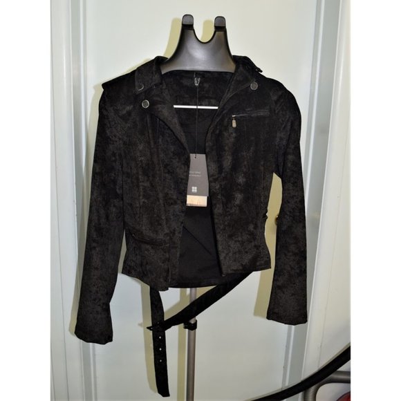 Insight Zipper Trim black Jacket with belt - Picture 1 of 3